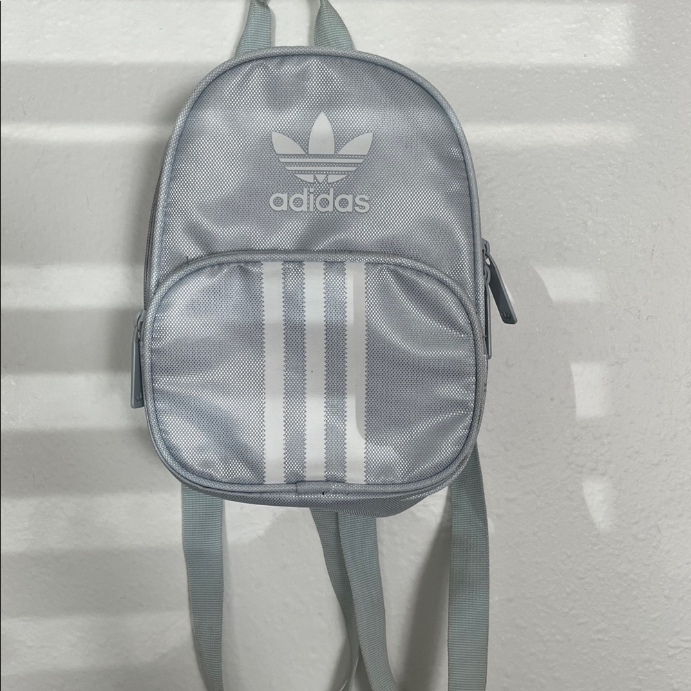 Adidas Silver and White Mini Backpack